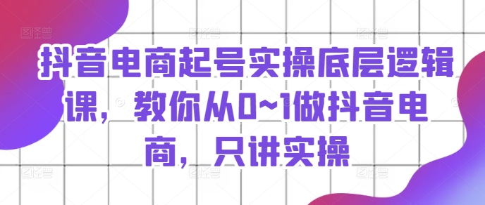 抖音电商起号实操底层逻辑课，教你从0~1做抖音电商，只讲实操-零点项目大全