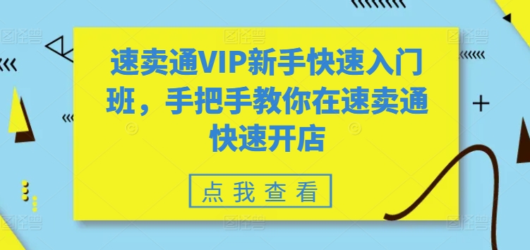 速卖通VIP新手快速入门班，手把手教你在速卖通快速开店-零点项目大全