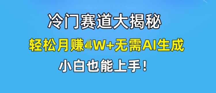 冷门赛道大揭秘，轻松月赚1W+无需AI生成，小白也能上手【揭秘】-零点项目大全