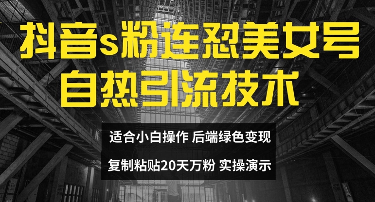 抖音s粉连怼美女号自热引流技术复制粘贴，20天万粉账号，无需实名制，矩阵操作【揭秘】-零点项目大全