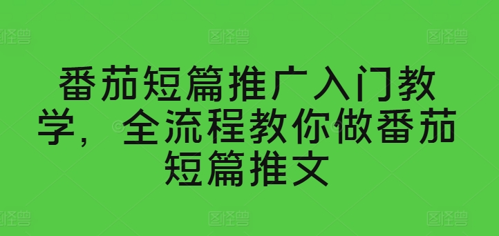 番茄短篇推广入门教学，全流程教你做番茄短篇推文-零点项目大全