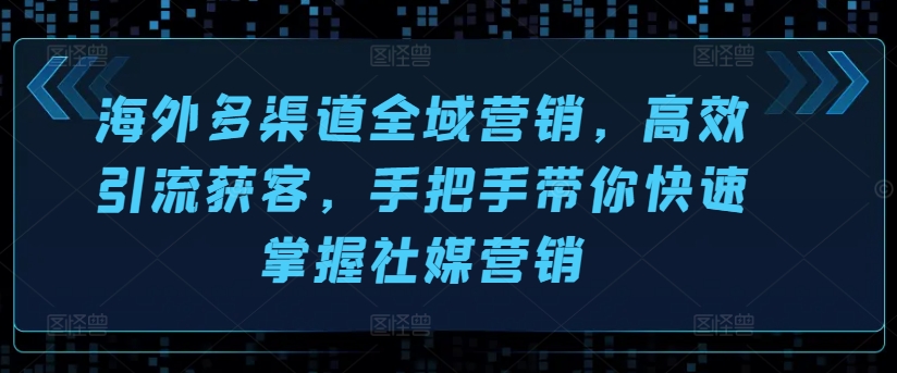 海外多渠道全域营销，高效引流获客，手把手带你快速掌握社媒营销-零点项目大全