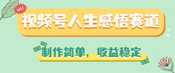 视频号人生感悟赛道，制作简单，收益稳定【揭秘】-零点项目大全