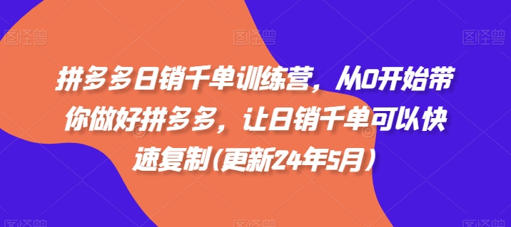 拼多多日销千单训练营，从0开始带你做好拼多多，让日销千单可以快速复制(更新24年7月)-零点项目大全