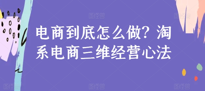 电商到底怎么做？淘系电商三维经营心法-零点项目大全