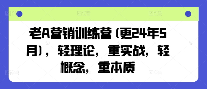 老A营销训练营(更24年6月)，轻理论，重实战，轻概念，重本质-零点项目大全