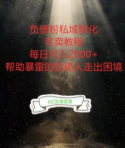 负债粉掘金计划，帮助负债者解决问题，债务规划，债务重组，最好的变现方式【揭秘】-零点项目大全