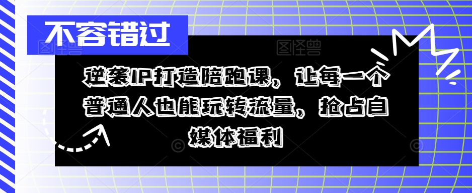 逆袭IP打造陪跑课，让每一个普通人也能玩转流量，抢占自媒体福利-零点项目大全