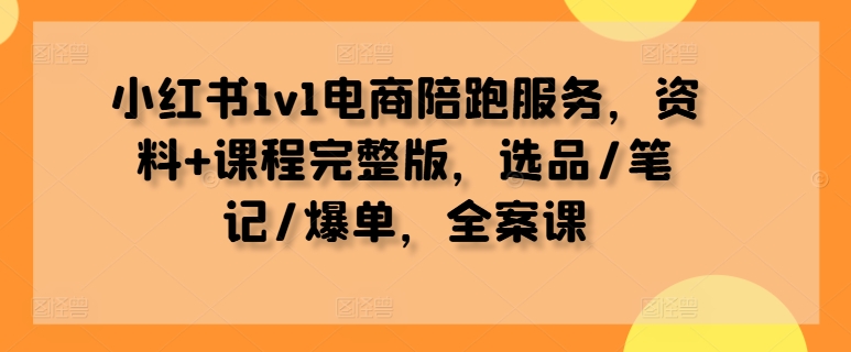 小红书1v1电商陪跑服务，资料+课程完整版，选品/笔记/爆单，全案课-零点项目大全