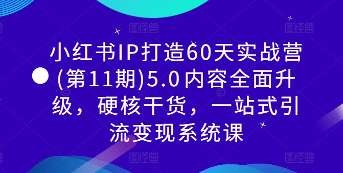 小红书IP打造60天实战营(第11期)5.0​内容全面升级，硬核干货，一站式引流变现系统课-零点项目大全