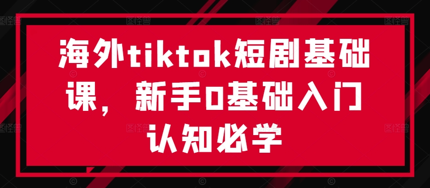 海外tiktok短剧基础课，新手0基础入门认知必学-零点项目大全