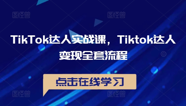 TikTok达人实战课，Tiktok达人变现全套流程-零点项目大全