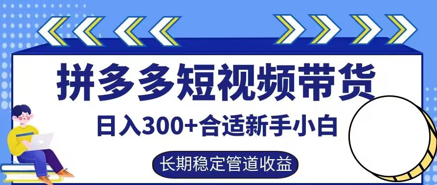 拼多多短视频带货日入300+有长期稳定被动收益，合适新手小白【揭秘】-零点项目大全