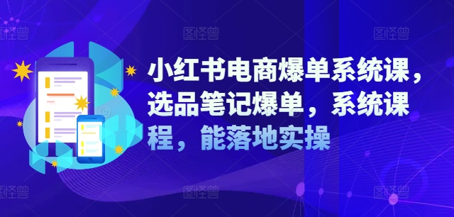 小红书电商爆单系统课，选品笔记爆单，系统课程，能落地实操-零点项目大全